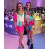 image:imageUOUA Womens 80s Color Block Outfits 2 Piece Tracksuit 90s Party Costume Summer Zip Up Windbreaker amp Short SetsPurple