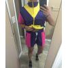 image:imageUOUA Womens 80s Color Block Outfits 2 Piece Tracksuit 90s Party Costume Summer Zip Up Windbreaker amp Short SetsPurple