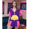 image:imageUOUA Womens 80s Color Block Outfits 2 Piece Tracksuit 90s Party Costume Summer Zip Up Windbreaker amp Short SetsPurple