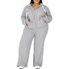 image:imageUOUA Plus Size Womens 2 Piece Sweatsuits Outfits Zip Up Jackets amp Wide Leg Sweatpants Casual Loungewear Tracksuit SetsMottle Grey