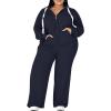 image:imageUOUA Plus Size Womens 2 Piece Sweatsuits Outfits Zip Up Jackets amp Wide Leg Sweatpants Casual Loungewear Tracksuit SetsNavy Blue