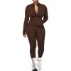 image:imageUOUA Two Piece Outfits Women Tracksuit Sets Long Sleeve Zip Up Jacket amp Leggings for Gym Workout SetBrown