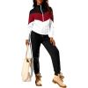 image:imageUOUA Womens 2 Piece Set Tracksuit Long Sleeve Zip Jacket amp Jogger Pants Workout Lounge Casual Outfit SweatsuitsRed