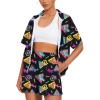 image:imageUOUA Womens 80s Color Block Outfits 2 Piece Tracksuit 90s Party Costume Summer Zip Up Windbreaker amp Short SetsBlackprint