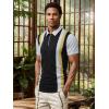 image:imageUOUA Mens 14 Zip Polo Shirts Summer Short Sleeve Sweatshirts Vintage Striped Texture Tops Casual Golf TeeBlack Stripe Grey