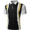 image:imageUOUA Mens 14 Zip Polo Shirts Summer Short Sleeve Sweatshirts Vintage Striped Texture Tops Casual Golf TeeBlack Stripe Grey