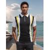 image:imageUOUA Mens 14 Zip Polo Shirts Summer Short Sleeve Sweatshirts Vintage Striped Texture Tops Casual Golf TeeBlack Stripe Grey