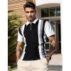 image:imageUOUA Mens 14 Zip Polo Shirts Summer Short Sleeve Sweatshirts Vintage Striped Texture Tops Casual Golf TeeBlack Stripe White