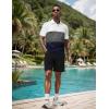 image:imageUOUA Mens 14 Zip Polo Shirts Summer Short Sleeve Sweatshirts Vintage Striped Texture Tops Casual Golf TeeBlock White