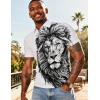 image:imageUOUA Mens 14 Zip Polo Shirts Summer Short Sleeve Sweatshirts Vintage Striped Texture Tops Casual Golf TeeWhite Lion