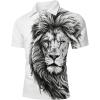image:imageUOUA Mens 14 Zip Polo Shirts Summer Short Sleeve Sweatshirts Vintage Striped Texture Tops Casual Golf TeeWhite Lion