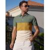 image:imageUOUA Mens 14 Zip Polo Shirts Summer Short Sleeve Sweatshirts Vintage Striped Texture Tops Casual Golf TeeYellow Block Green