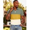 image:imageUOUA Mens 14 Zip Polo Shirts Summer Short Sleeve Sweatshirts Vintage Striped Texture Tops Casual Golf TeeYellow Block Green