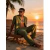 image:imageUOUA Mens 2 Piece Outfit Summer Beach Button Down Shirt Casual Loose Pant SetsArmy Green