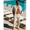 image:imageUOUA Mens 2 Piece Outfit Summer Beach Button Down Shirt Casual Loose Pant SetsBeige