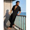 image:imageUOUA Mens 2 Piece Outfit Summer Beach Button Down Shirt Casual Loose Pant SetsBlack