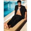 image:imageUOUA Mens 2 Piece Outfit Summer Beach Button Down Shirt Casual Loose Pant SetsBlack