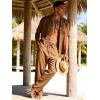 image:imageUOUA Mens 2 Piece Outfit Summer Beach Button Down Shirt Casual Loose Pant SetsKhaki