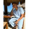 image:imageUOUA Mens 2 Piece Outfit Summer Beach Button Down Shirt Casual Loose Pant SetsLight Blue