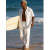 image:imageUOUA Mens 2 Piece Outfit Summer Beach Button Down Shirt Casual Loose Pant SetsWhite