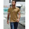 image:imageUOUA Mens Casual Polo Shirts Classic Short Sleeve Collared T Shirt Button Golf Slim Fit Tee Tops Brown XL