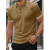 image:imageUOUA Mens Casual Polo Shirts Classic Short Sleeve Collared T Shirt Button Golf Slim Fit Tee Tops Brown XL