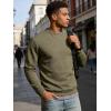 image:imageUOUA Mens Crewneck Sweatshirt Jacquard Texture Pullover Casual Long Sleeve Shirt for Fall WinterArmy Green