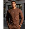 image:imageUOUA Mens Crewneck Sweatshirt Jacquard Texture Pullover Casual Long Sleeve Shirt for Fall WinterBrown