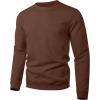 image:imageUOUA Mens Crewneck Sweatshirt Jacquard Texture Pullover Casual Long Sleeve Shirt for Fall WinterBrown