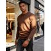image:imageUOUA Mens Crewneck Sweatshirt Jacquard Texture Pullover Casual Long Sleeve Shirt for Fall WinterBrown