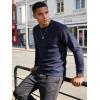 image:imageUOUA Mens Crewneck Sweatshirt Jacquard Texture Pullover Casual Long Sleeve Shirt for Fall WinterNavy Blue