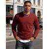 image:imageUOUA Mens Crewneck Sweatshirt Jacquard Texture Pullover Casual Long Sleeve Shirt for Fall WinterWine