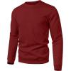 image:imageUOUA Mens Crewneck Sweatshirt Jacquard Texture Pullover Casual Long Sleeve Shirt for Fall WinterWine