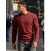 image:imageUOUA Mens Crewneck Sweatshirt Jacquard Texture Pullover Casual Long Sleeve Shirt for Fall WinterWine