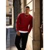 image:imageUOUA Mens Crewneck Sweatshirt Jacquard Texture Pullover Casual Long Sleeve Shirt for Fall WinterWine