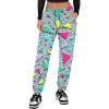 image:imageUOUA 80s Pants Women 90s Neon Workout Joggers Casual Reversible Sweatpants with PocketsGreenish Print