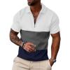image:imageUOUA Mens 14 Zip Polo Shirts Summer Short Sleeve Sweatshirts Vintage Striped Texture Tops Casual Golf TeeBlock White