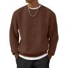 image:imageUOUA Mens Crewneck Sweatshirt Jacquard Texture Pullover Casual Long Sleeve Shirt for Fall WinterBrown