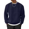 image:imageUOUA Mens Crewneck Sweatshirt Jacquard Texture Pullover Casual Long Sleeve Shirt for Fall WinterNavy Blue