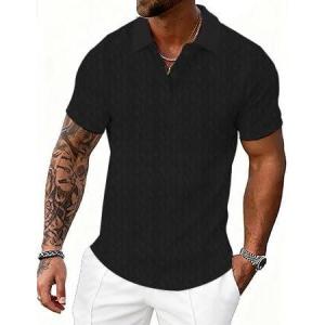 image:imageUOUA Mens Polo Shirts Short Sleeve Summer SweatshirtsBlack