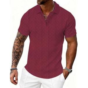 image:imageUOUA Mens Polo Shirts Short Sleeve Summer SweatshirtsWine