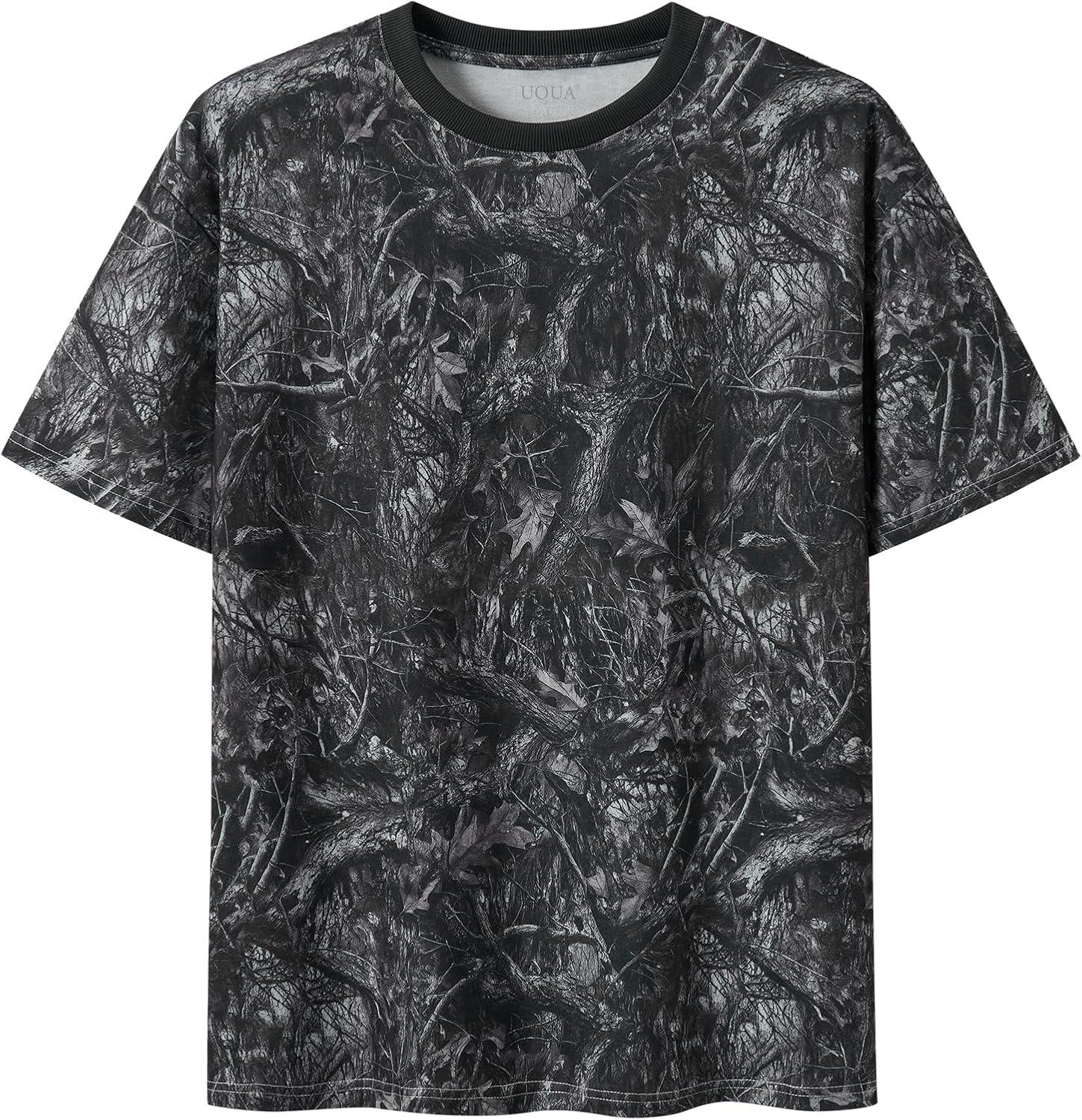 image:imageUOUA Mens Graphic Tees Vintage TShirts Oversized Letter Print Casual Crewneck Cotton Top Short Sleeve Rapper StreetwearBlack Leaves