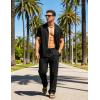 image:imageUOUA Mens 2 Piece Linen Set Summer Beach Button Down Short Sleeve Shirt Long Pant Vacation Casual OutfitBlack