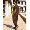 image:imageUOUA Mens 2 Piece Linen Set Summer Beach Button Down Short Sleeve Shirt Long Pant Vacation Casual OutfitBrown