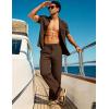image:imageUOUA Mens 2 Piece Linen Set Summer Beach Button Down Short Sleeve Shirt Long Pant Vacation Casual OutfitBrown