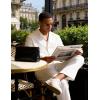 image:imageUOUA Mens 2 Piece Linen Set Summer Beach Button Down Short Sleeve Shirt Long Pant Vacation Casual OutfitWhite