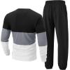 image:imageUOUA Mens 2 Piece Sweatsuits Outfits Color Block Loungewear amp Joggers Sweatpants Casual Track Suits SetBlackblockgrey