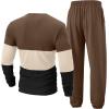 image:imageUOUA Mens 2 Piece Sweatsuits Outfits Color Block Loungewear amp Joggers Sweatpants Casual Track Suits SetBrownblockbeige