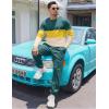 image:imageUOUA Mens 2 Piece Sweatsuits Outfits Color Block Loungewear amp Joggers Sweatpants Casual Track Suits SetGreenblockyellow