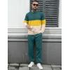 image:imageUOUA Mens 2 Piece Sweatsuits Outfits Color Block Loungewear amp Joggers Sweatpants Casual Track Suits SetGreenblockyellow